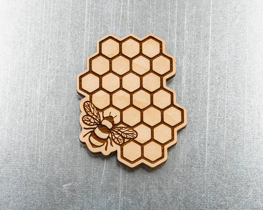 Honeycomb & Bee Wood Magnet