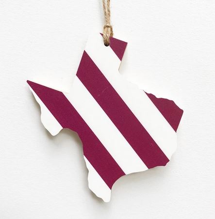 Team Spirit Texas Ornaments - 4" | Maroon/White